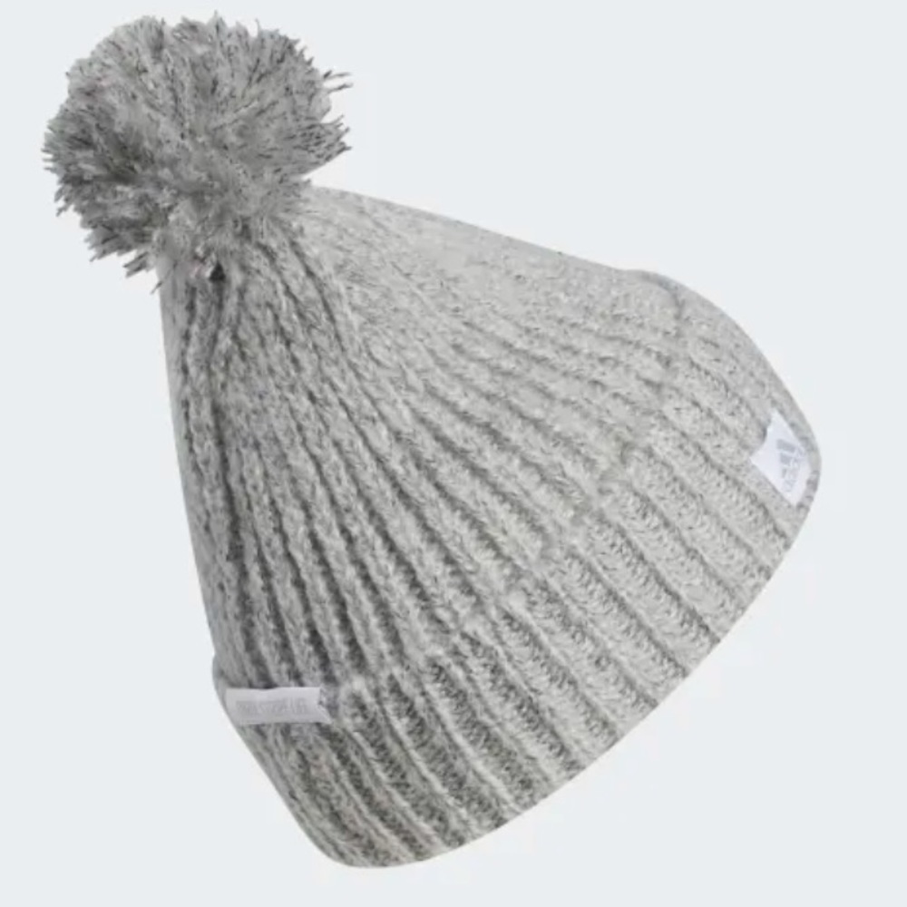 adidas Women’s Autumn Ballie Beanie Hat Gray Marled Knit Pom Pom NWT OS